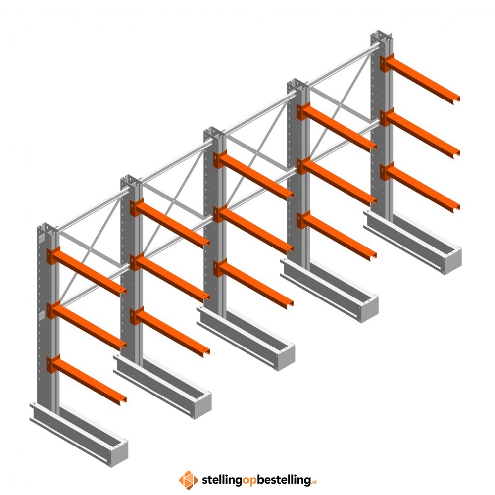 Voordeelrij medium draagarmstelling IT enkelzijdig 1990x4000x800 3 niveaus