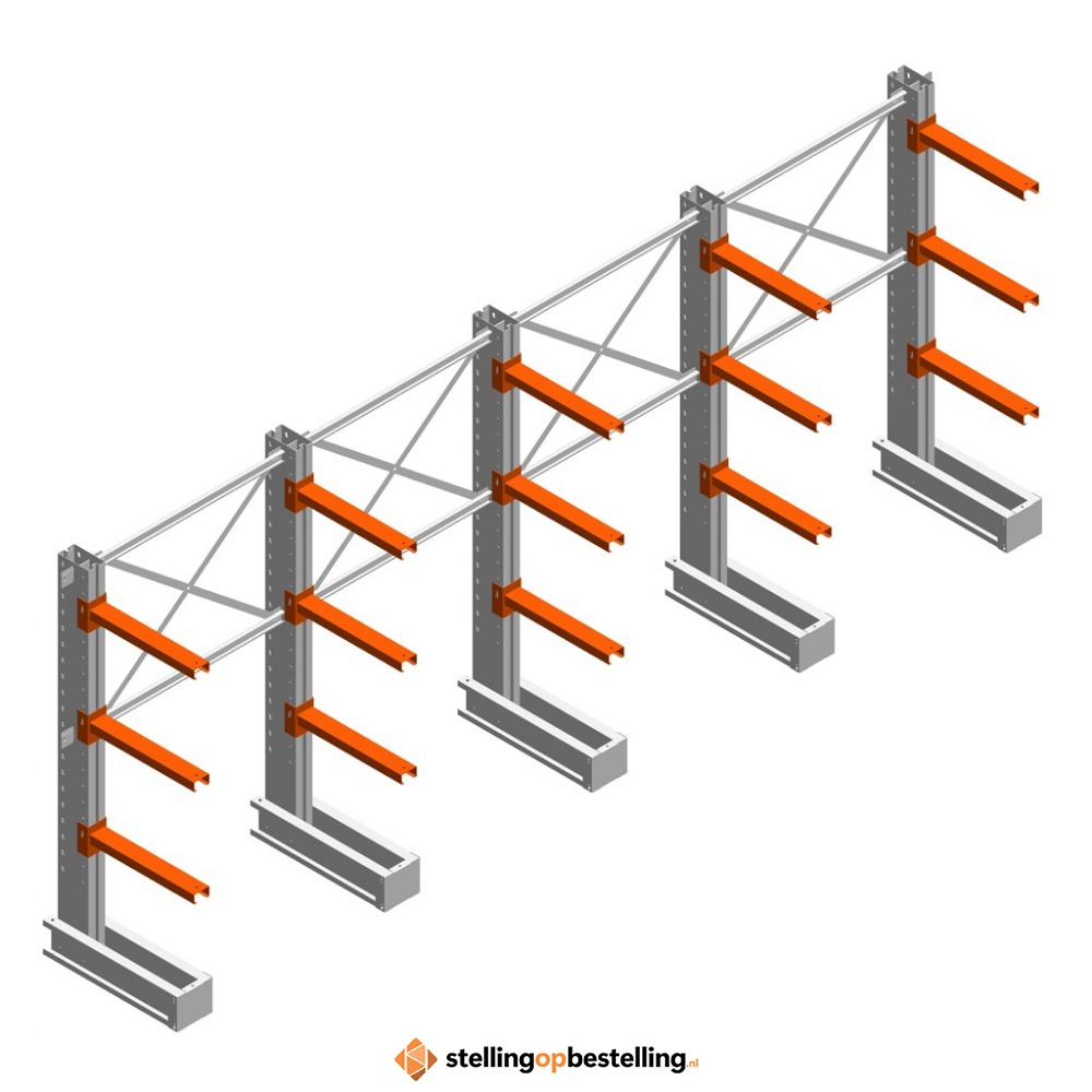Voordeelrij medium draagarmstelling IT enkelzijdig 1990x4800x600 3 niveaus