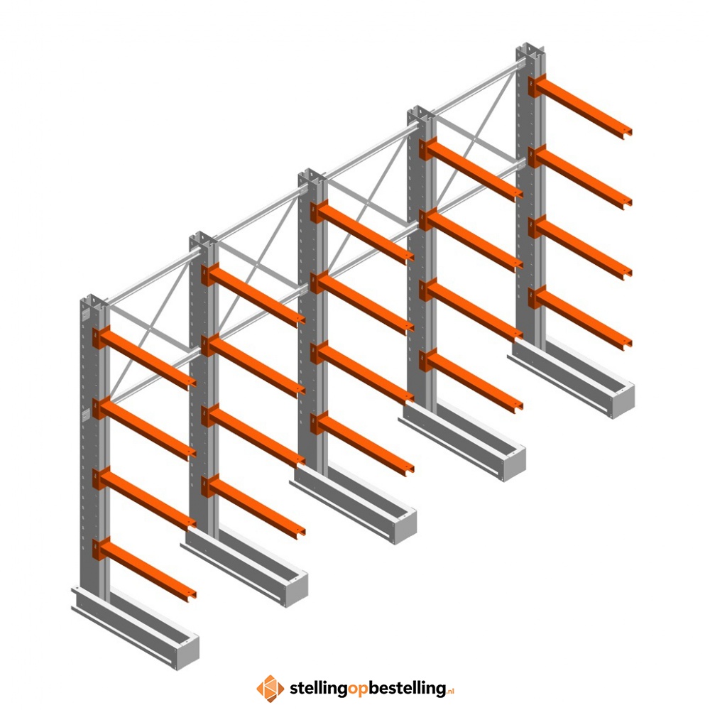 Voordeelrij medium draagarmstelling IT enkelzijdig 2455x4000x800 4 niveaus