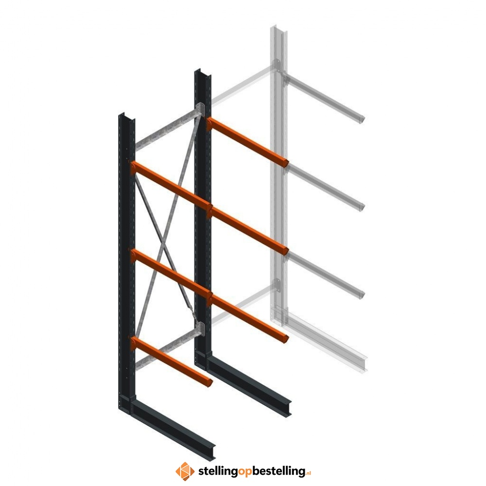 Zware draagarmstelling enkelzijdig 4000x1200x1200 3 niveaus d650 beginsectie