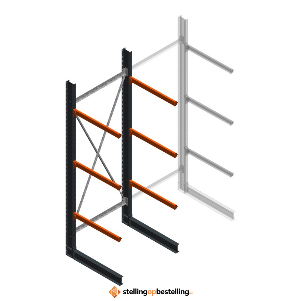 Zware draagarmstelling enkelzijdig 4000x1500x1200 3 niveaus beginsectie