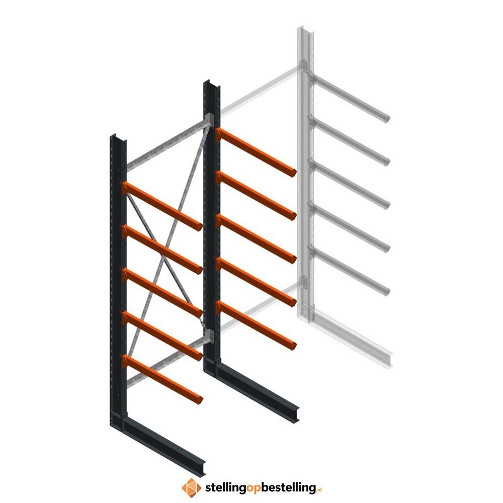 Zware draagarmstelling enkelzijdig 4000x1500x1200 5 niveaus beginsectie