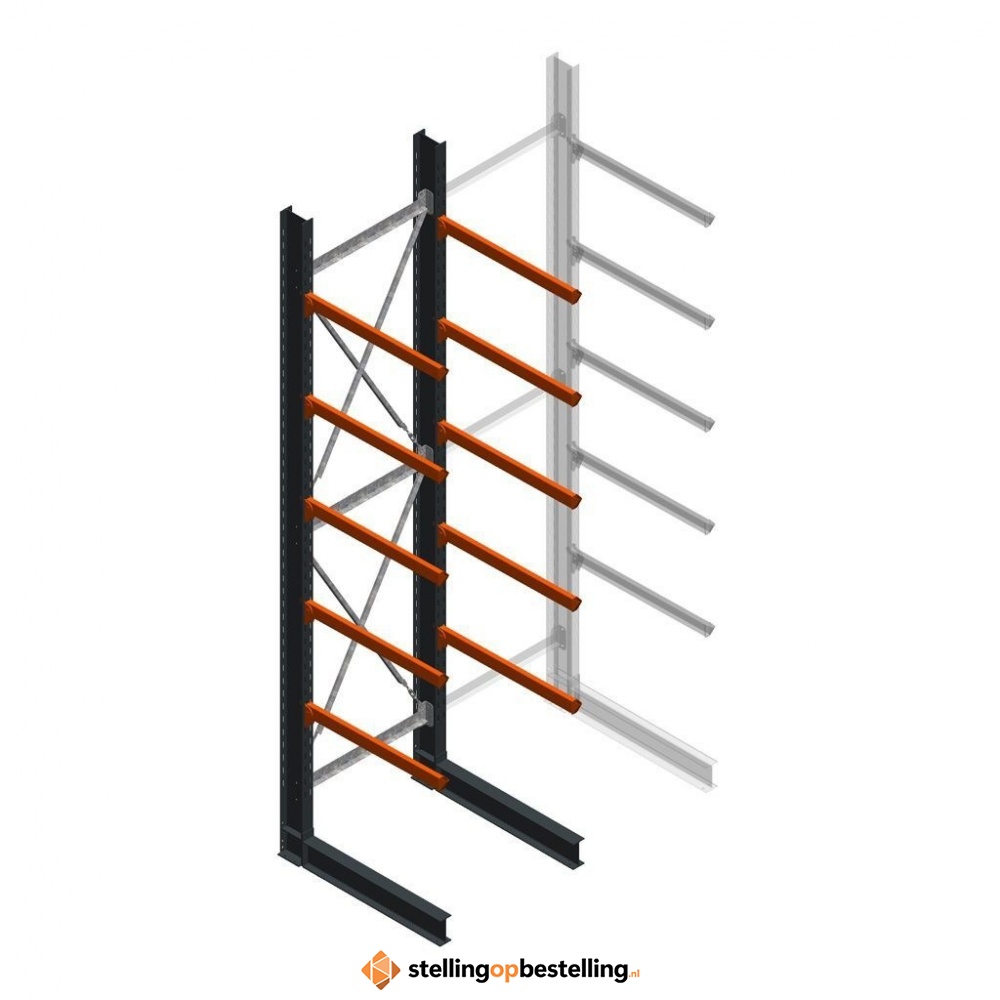 Zware draagarmstelling enkelzijdig 5000x1200x1200 5 niveaus d650 beginsectie