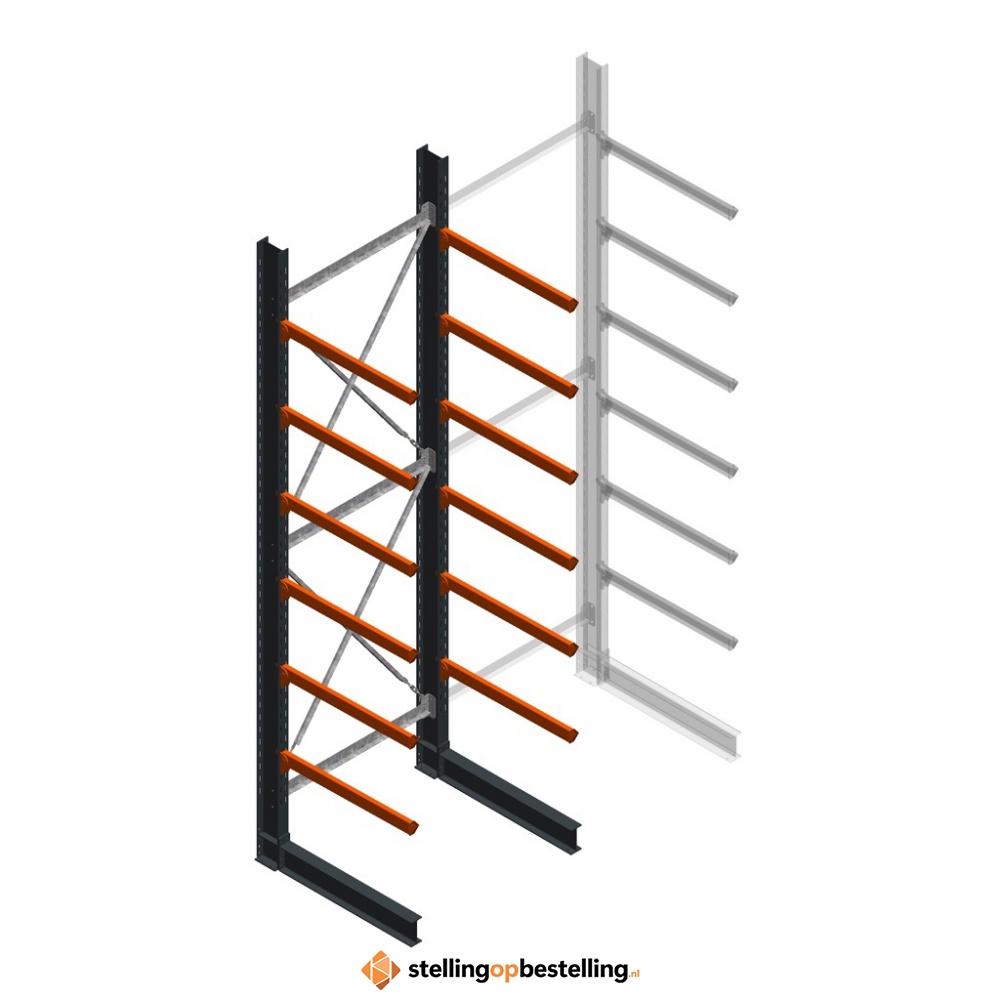 Zware draagarmstelling enkelzijdig 5000x1500x1200 6 niveaus beginsectie