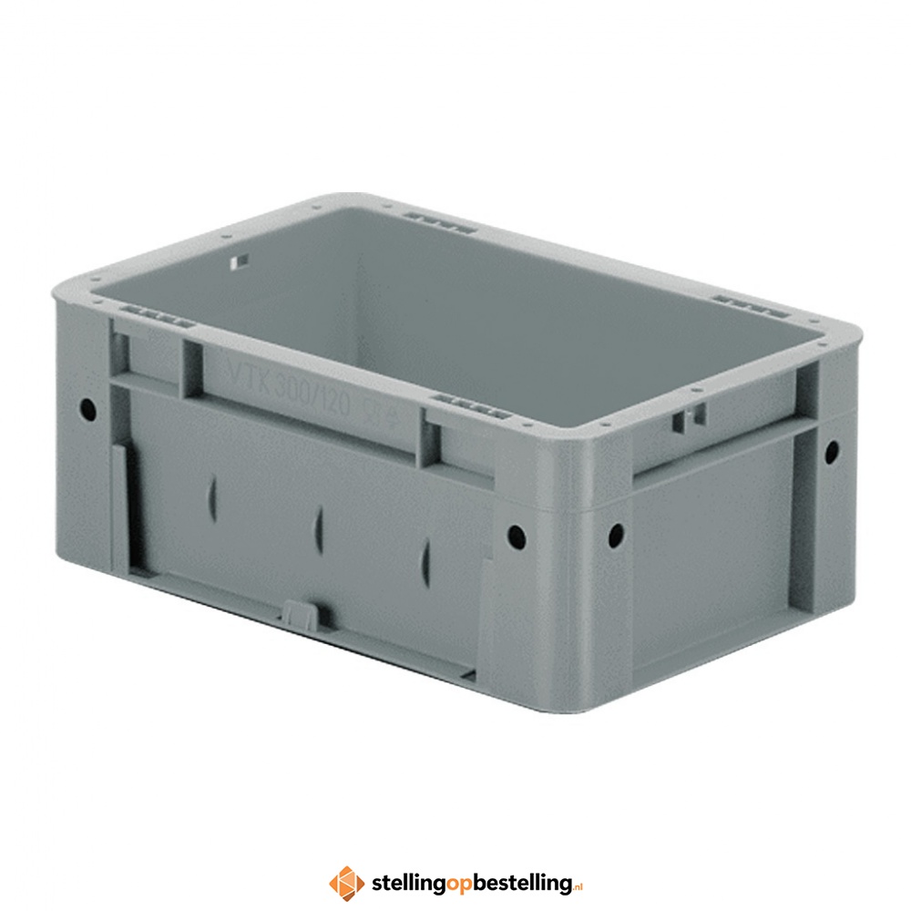Zware transportkrat Euronorm plastic bak, krat VTK0 300x200x120 grijs