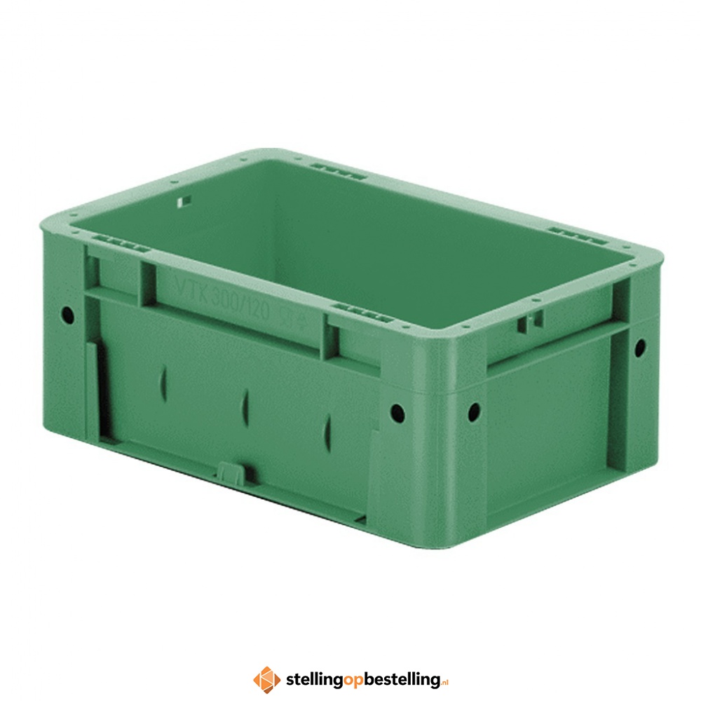 Zware transportkrat Euronorm plastic bak, krat VTK0 300x200x120 groen