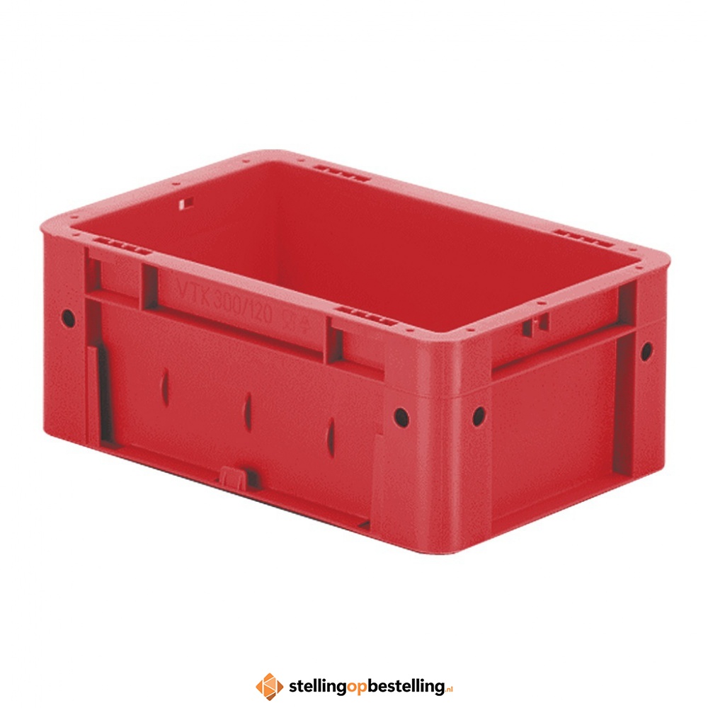 Zware transportkrat Euronorm plastic bak, krat VTK0 300x200x120 rood