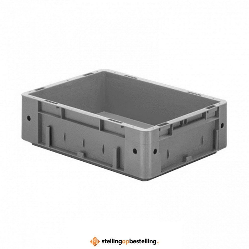 Zware transportkrat Euronorm plastic bak, krat VTK0 400x300x120 grijs
