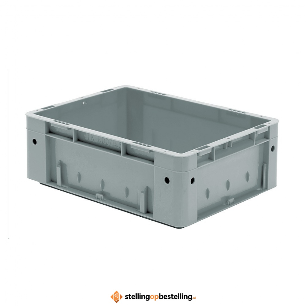 Zware transportkrat Euronorm plastic bak, krat VTK0 400x300x145 grijs