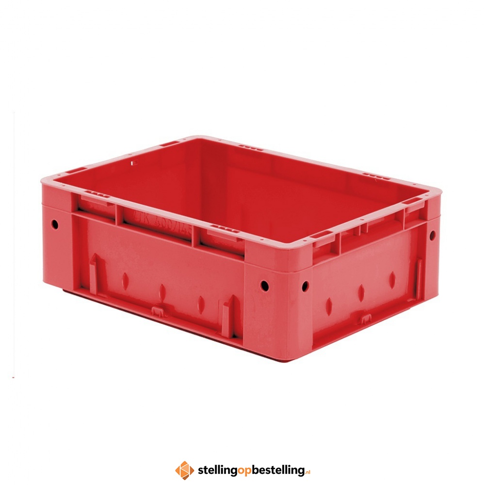 Zware transportkrat Euronorm plastic bak, krat VTK0 400x300x145 rood