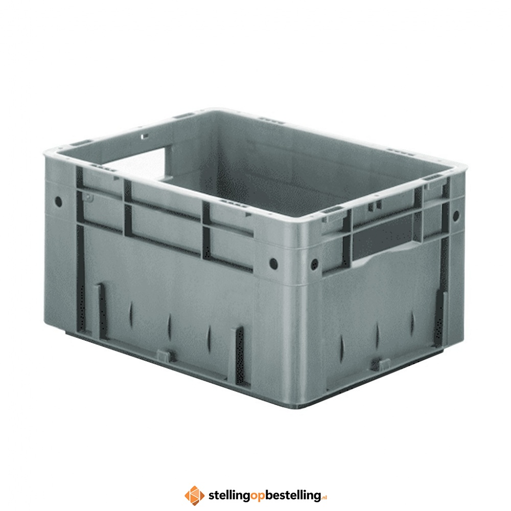 Zware transportkrat Euronorm plastic bak, krat VTK0 400x300x210 grijs