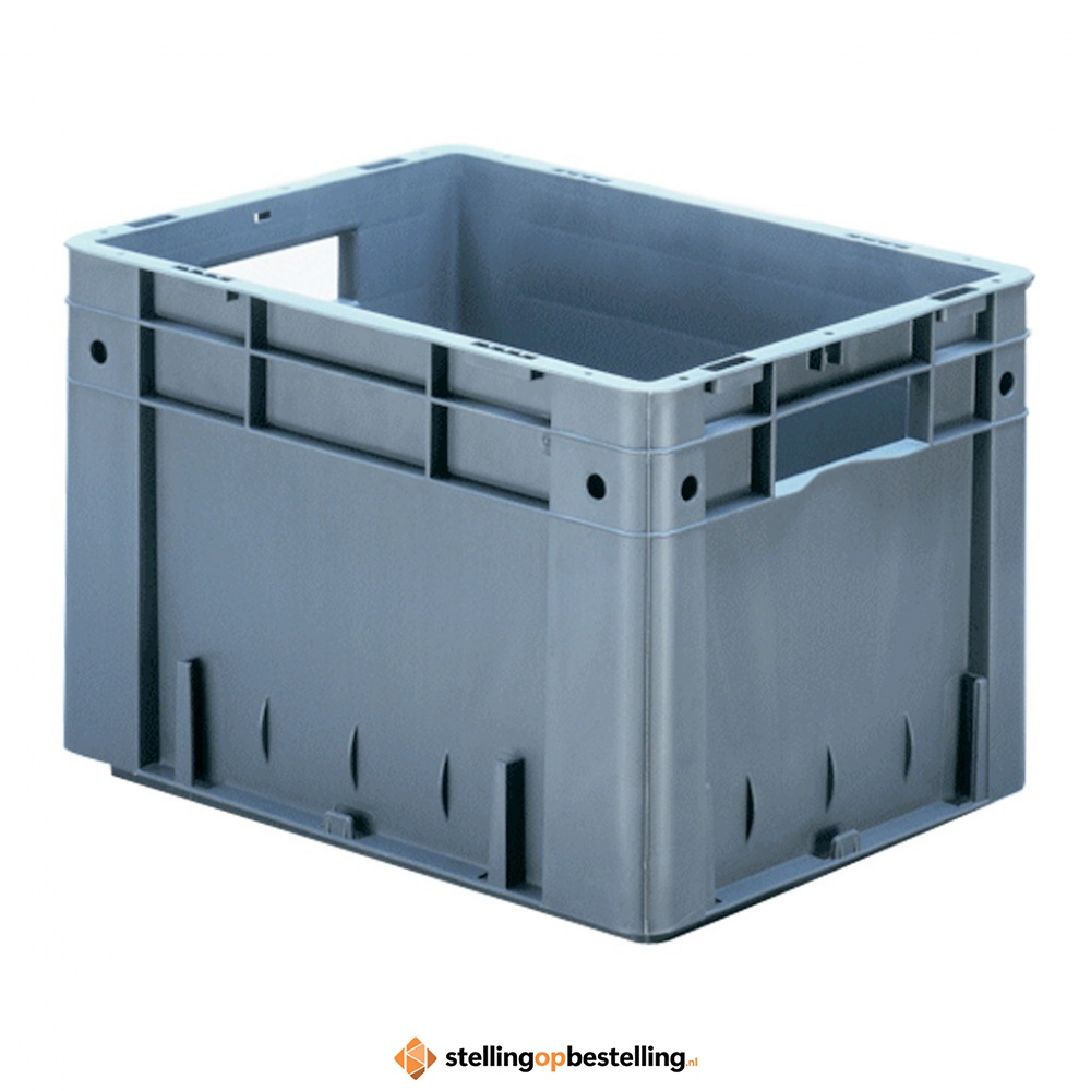 Zware transportkrat Euronorm plastic bak, krat VTK0 400x300x270 grijs