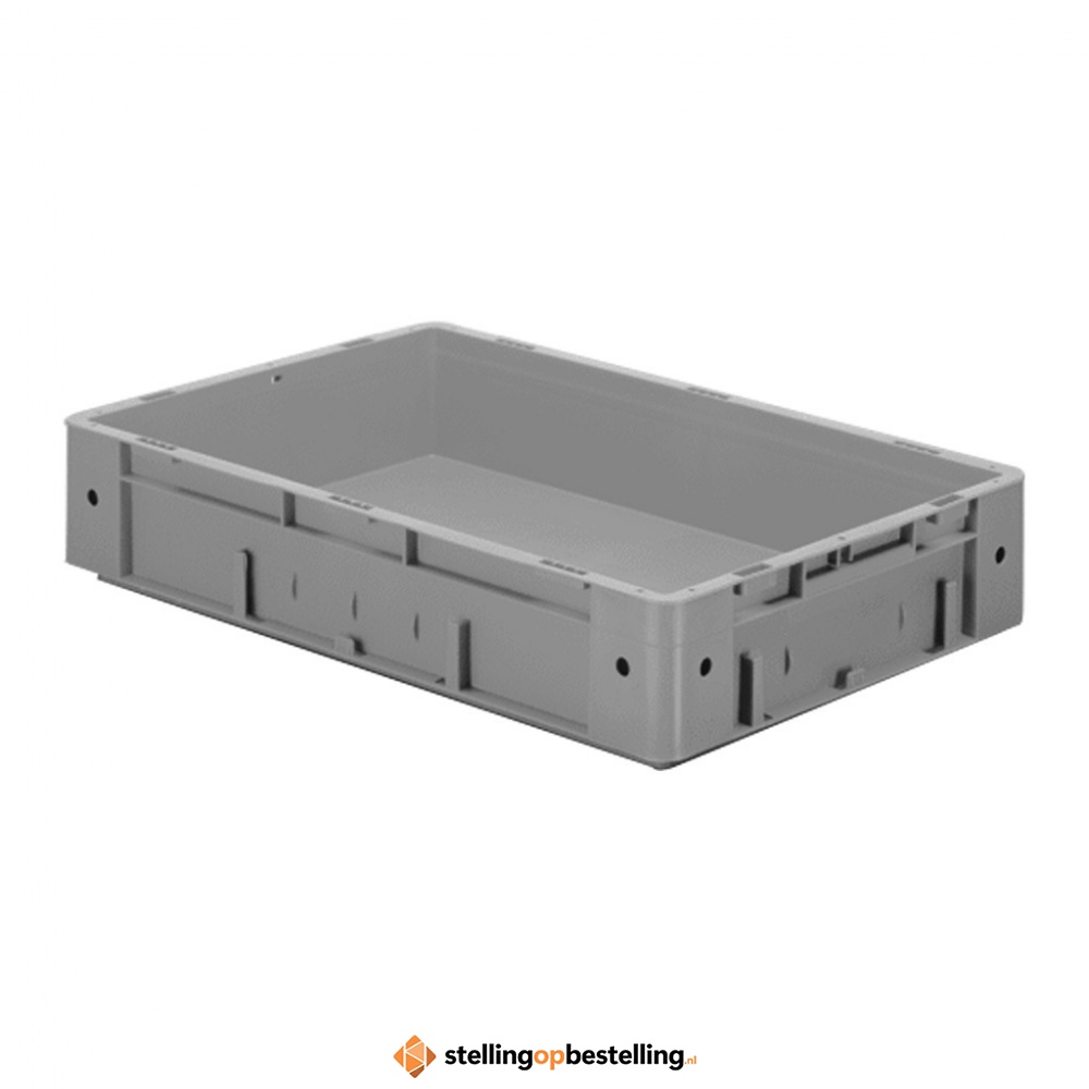 Zware transportkrat Euronorm plastic bak, krat VTK0 600x400x120 grijs