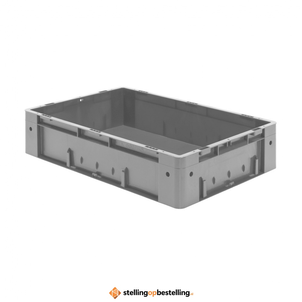 Zware transportkrat Euronorm plastic bak, krat VTK0 600x400x145 grijs
