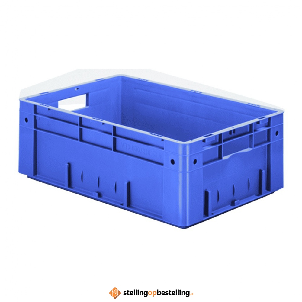 Zware transportkrat Euronorm plastic bak, krat VTK0 600x400x210 blauw