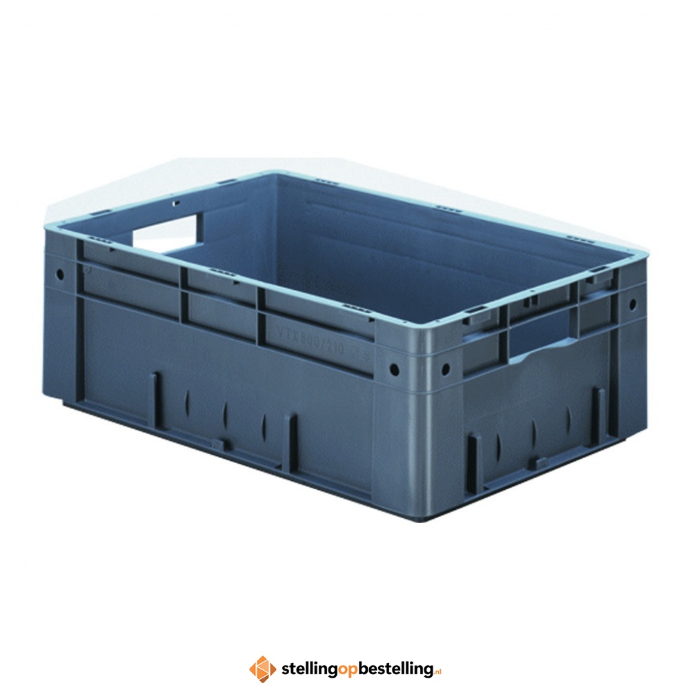 Zware transportkrat Euronorm plastic bak, krat VTK0 600x400x210 grijs