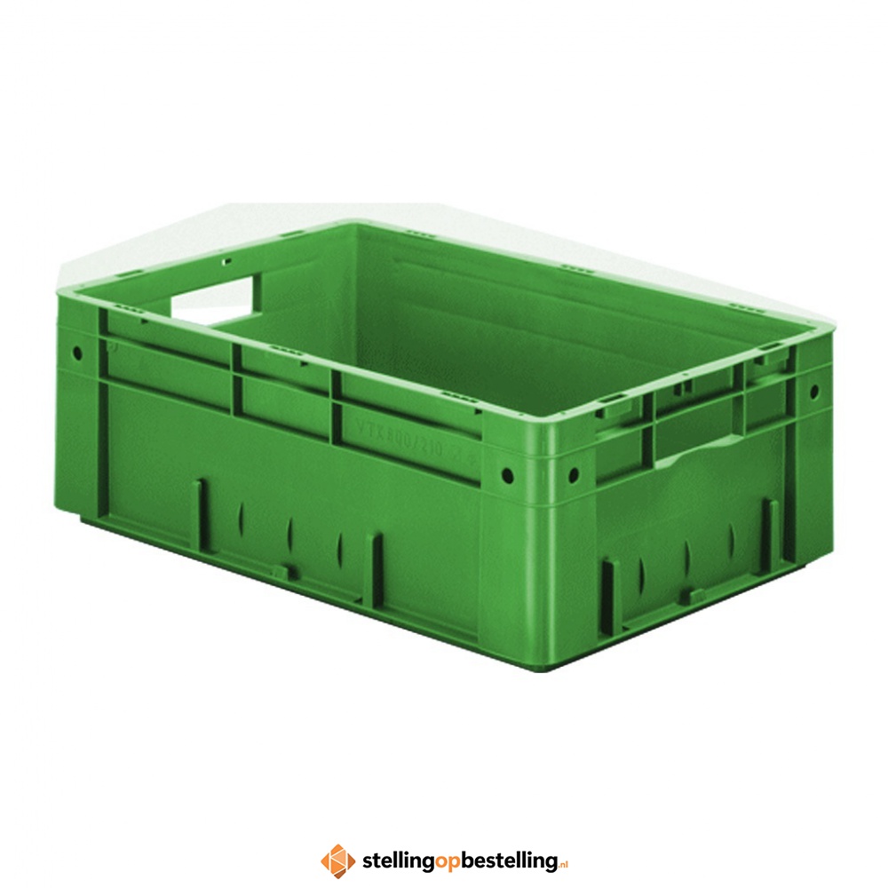 Zware transportkrat Euronorm plastic bak, krat VTK0 600x400x210 groen