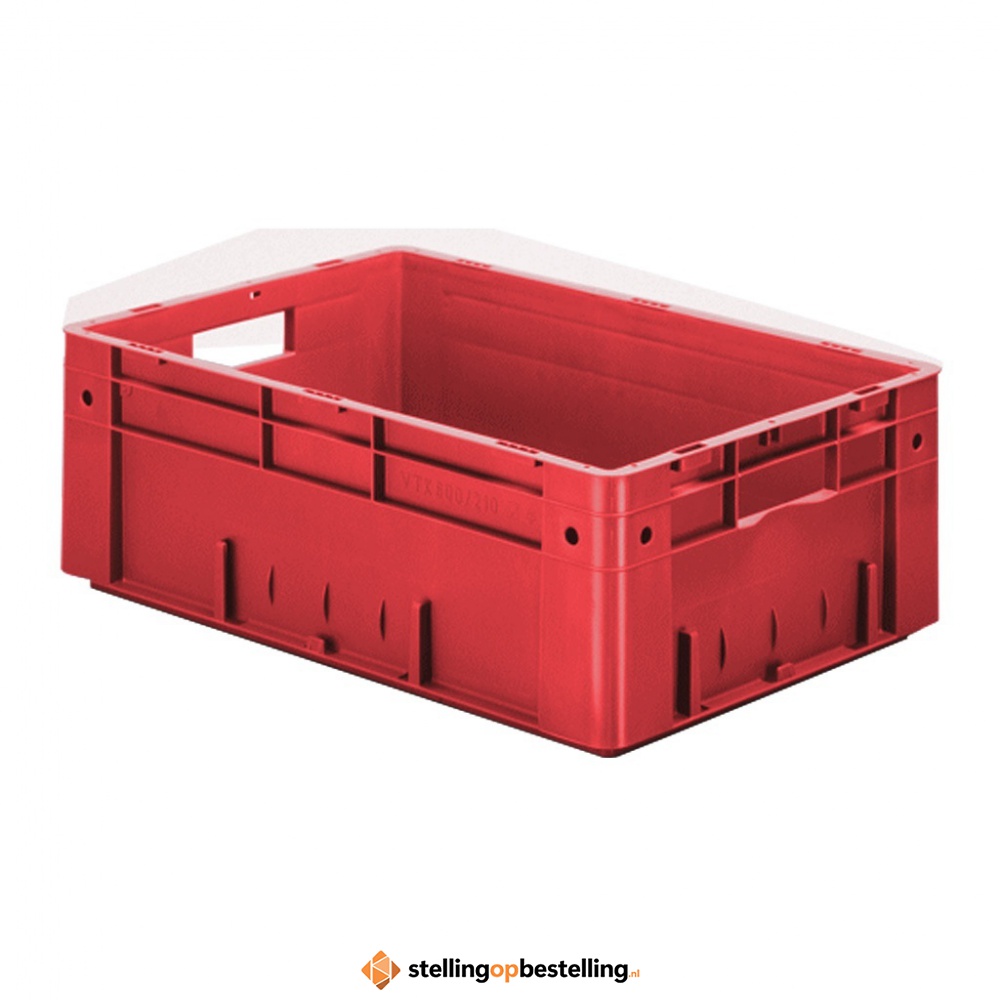 Zware transportkrat Euronorm plastic bak, krat VTK0 600x400x210 rood