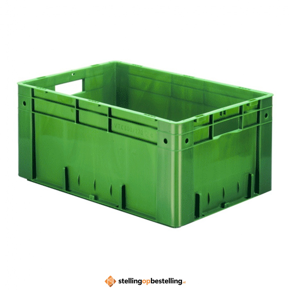 Zware transportkrat Euronorm plastic bak, krat VTK0 600x400x270 groen