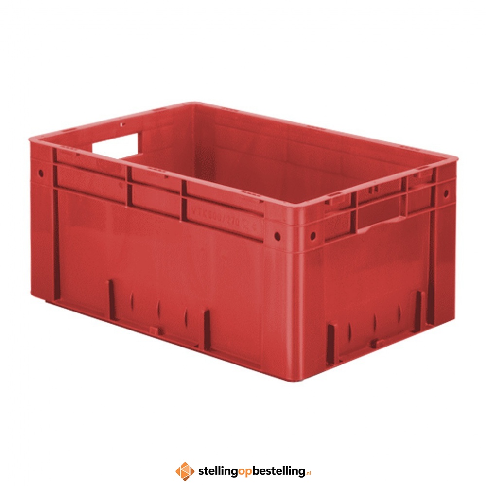 Zware transportkrat Euronorm plastic bak, krat VTK0 600x400x270 rood