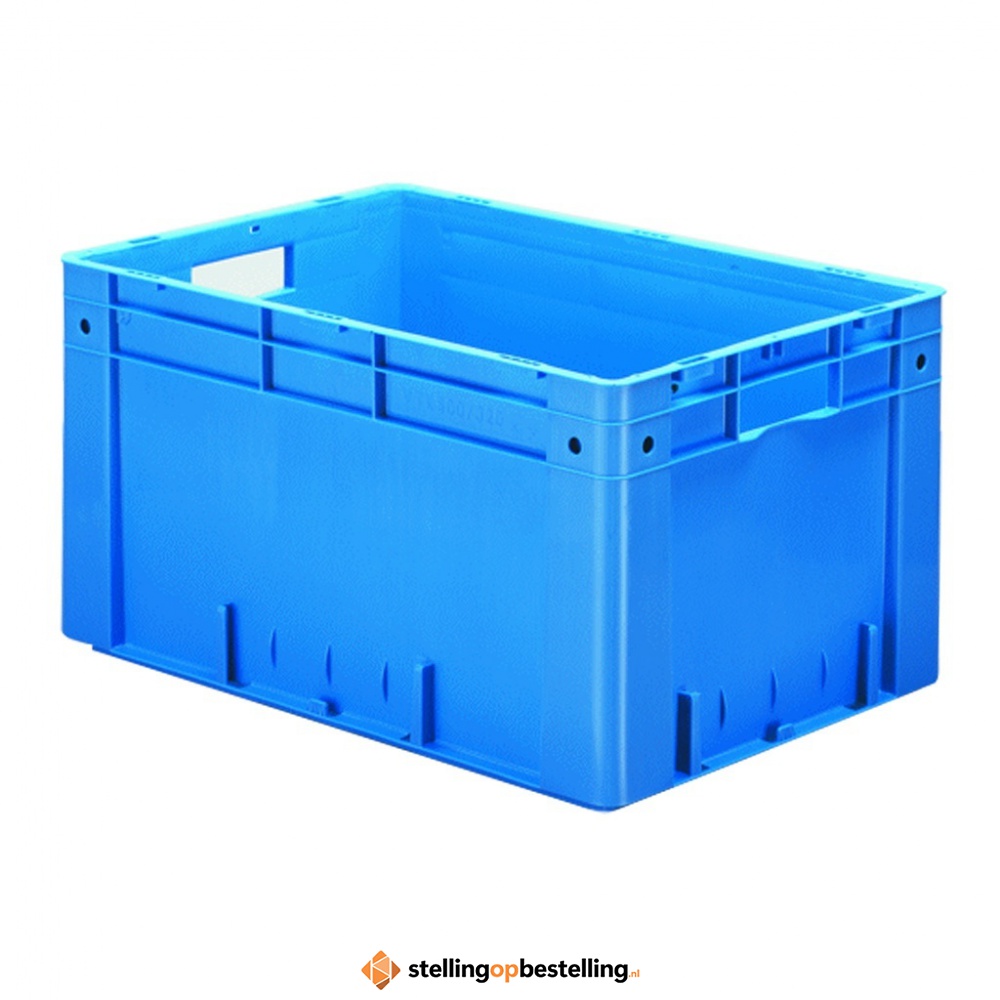 Zware transportkrat Euronorm plastic bak, krat VTK0 600x400x320 blauw
