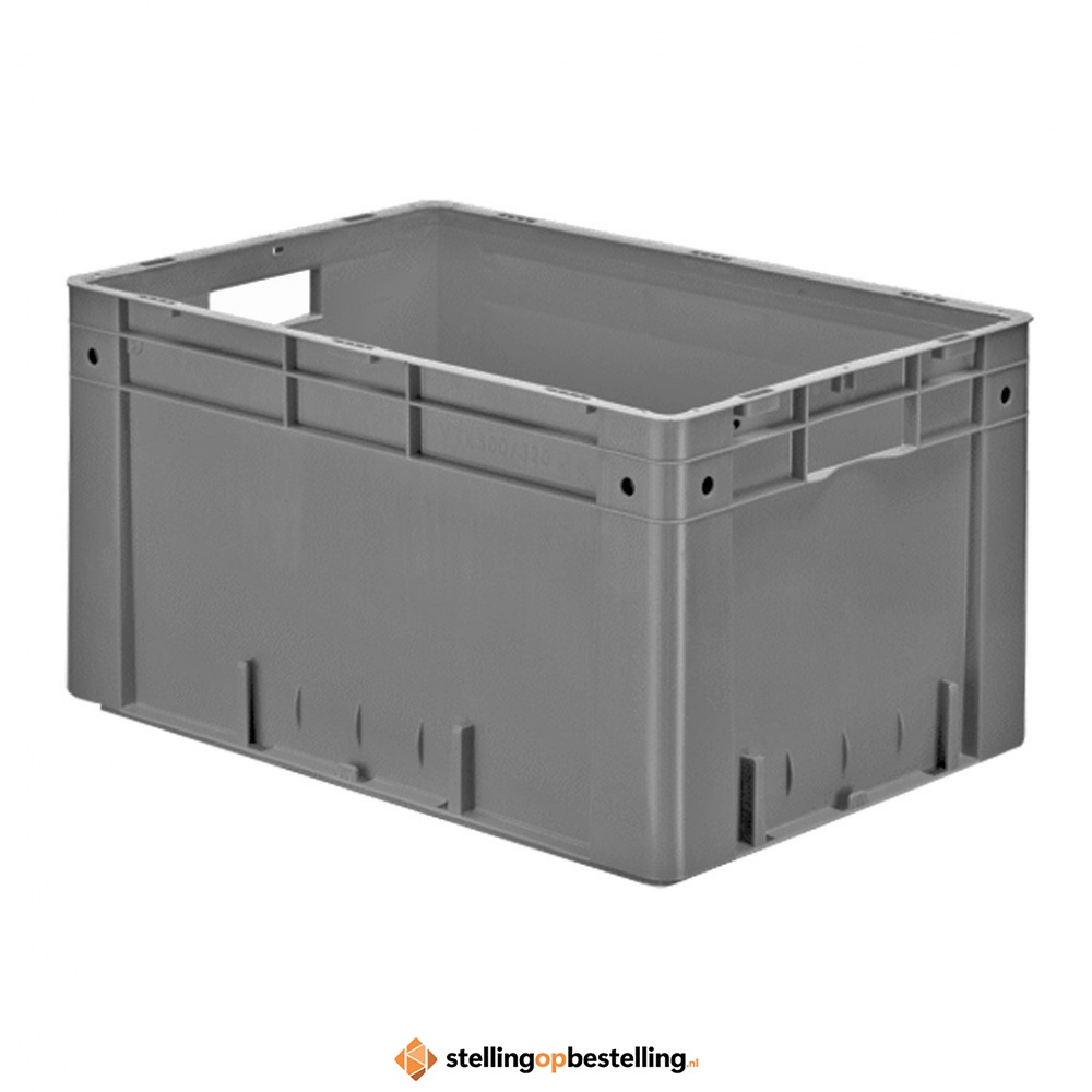 Zware transportkrat Euronorm plastic bak, krat VTK0 600x400x320 grijs