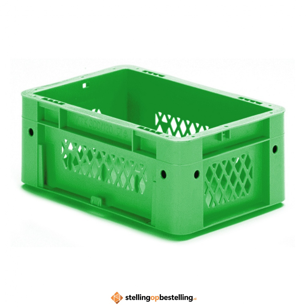 Zware transportkrat Euronorm plastic bak, krat VTK1 300x200x120 groen