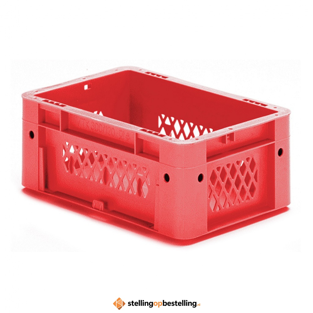Zware transportkrat Euronorm plastic bak, krat VTK1 300x200x120 rood