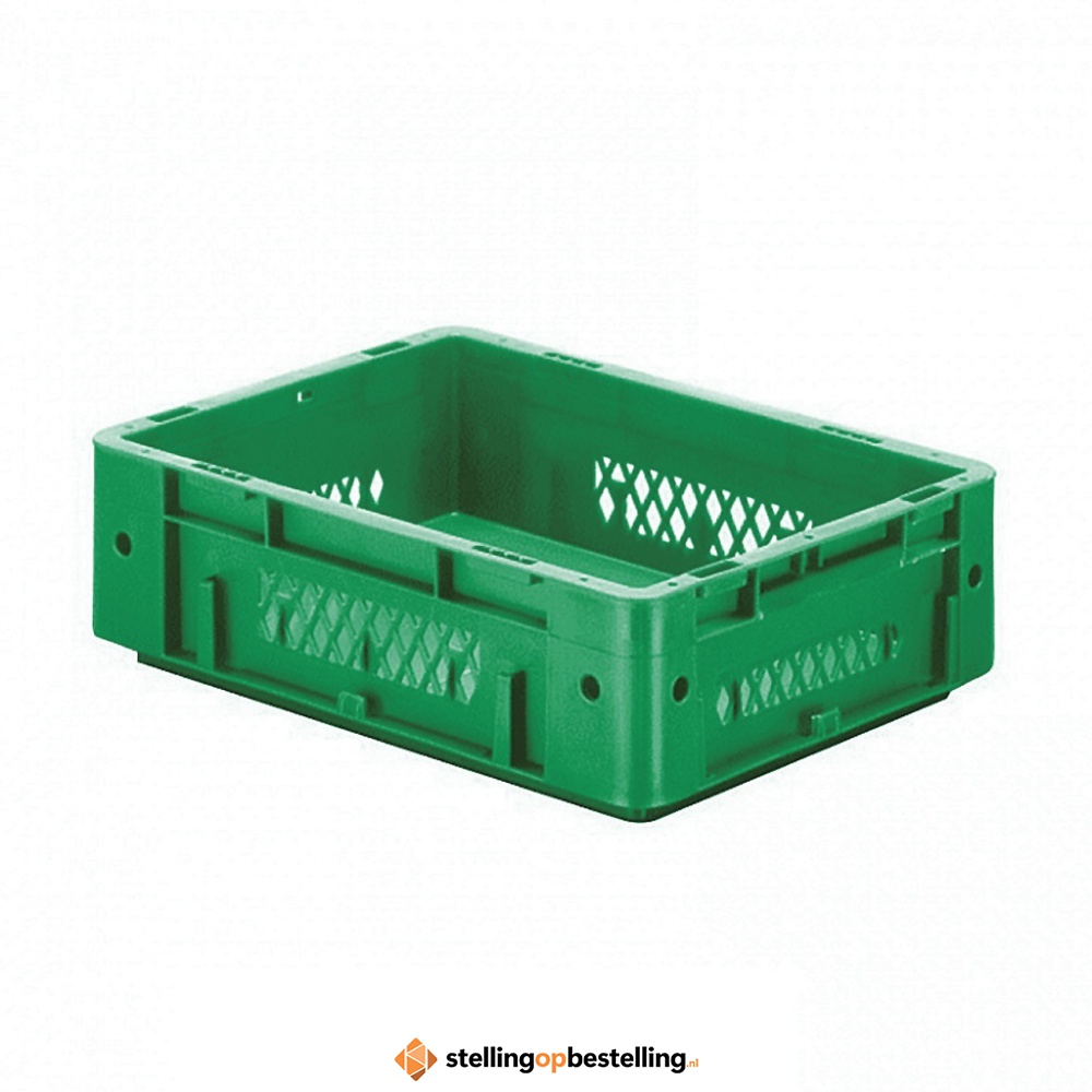 Zware transportkrat Euronorm plastic bak, krat VTK1 400x300x120 groen