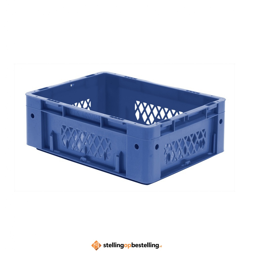 Zware transportkrat Euronorm plastic bak, krat VTK1 400x300x145 blauw