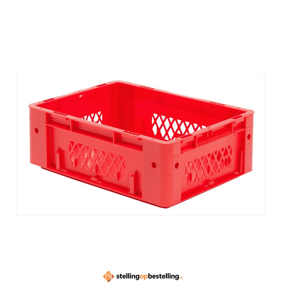 Zware transportkrat Euronorm plastic bak, krat VTK1 400x300x145 rood