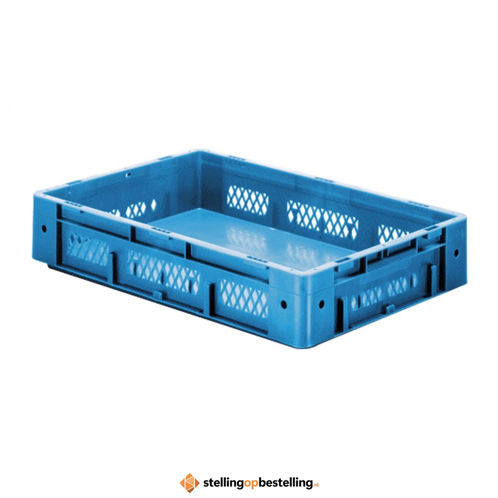 Zware transportkrat Euronorm plastic bak, krat VTK1 600x400x120 blauw