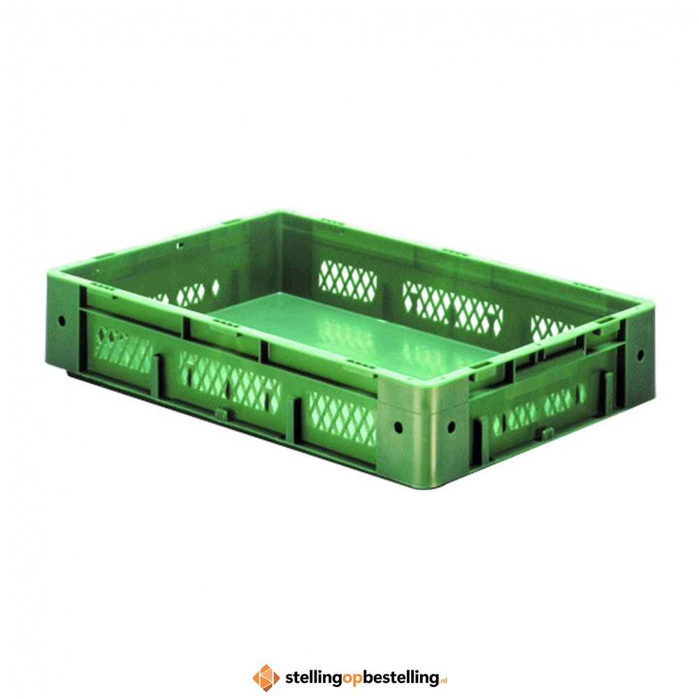 Zware transportkrat Euronorm plastic bak, krat VTK1 600x400x120 groen