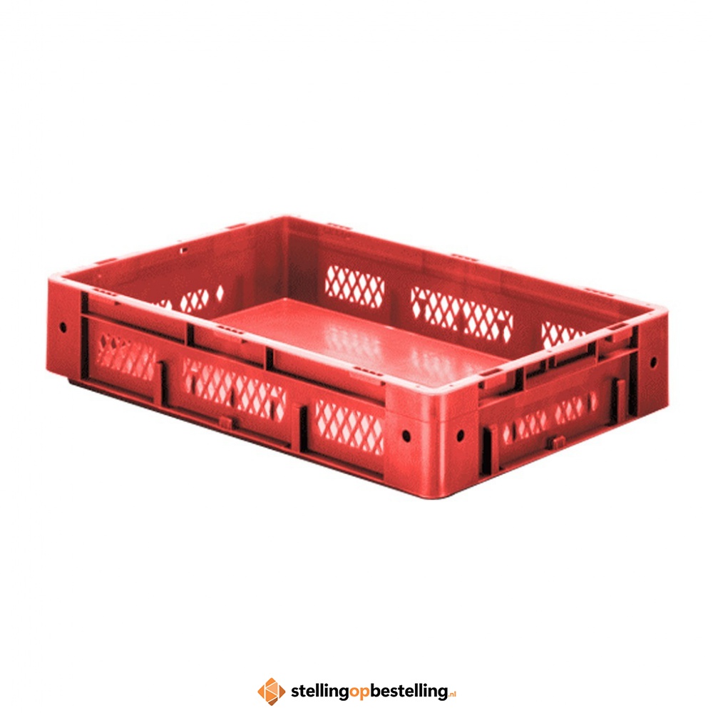 Zware transportkrat Euronorm plastic bak, krat VTK1 600x400x120 rood