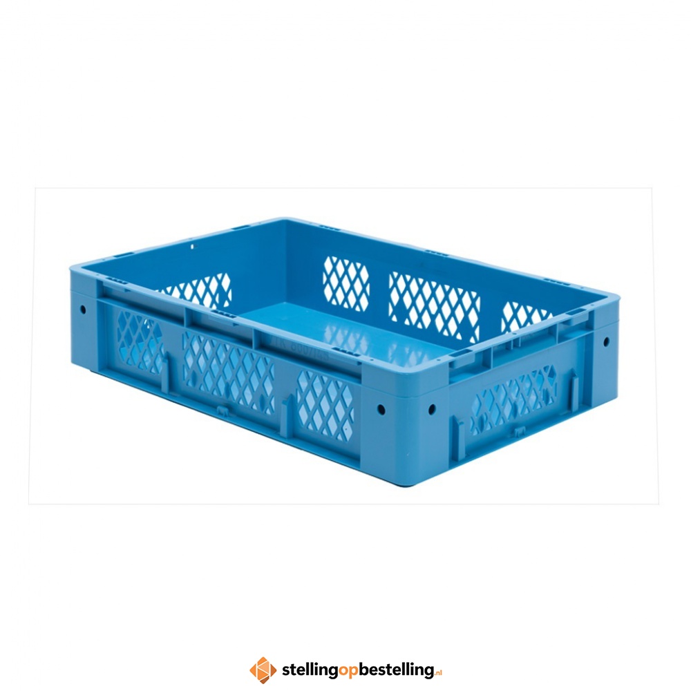 Zware transportkrat Euronorm plastic bak, krat VTK1 600x400x145 blauw