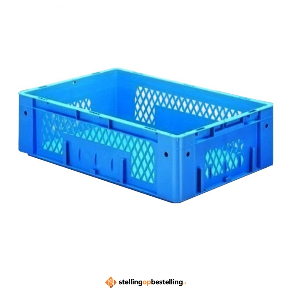 Zware transportkrat Euronorm plastic bak, krat VTK1 600x400x175 blauw