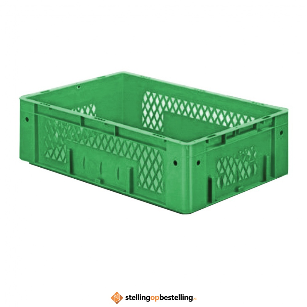 Zware transportkrat Euronorm plastic bak, krat VTK1 600x400x175 groen