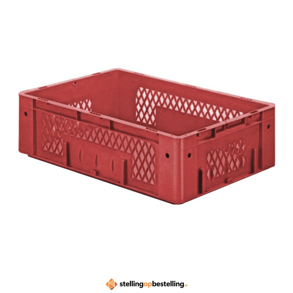 Zware transportkrat Euronorm plastic bak, krat VTK1 600x400x175 rood