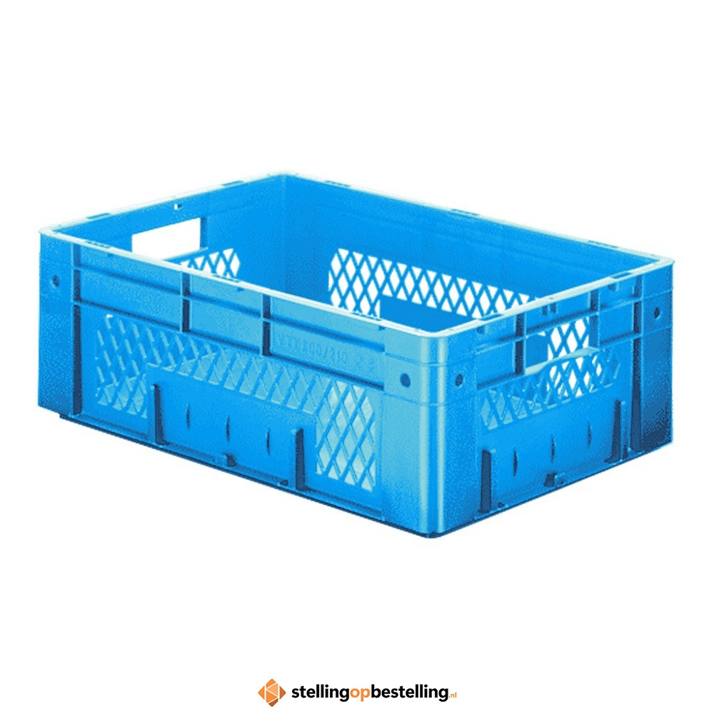 Zware transportkrat Euronorm plastic bak, krat VTK1 600x400x210 blauw