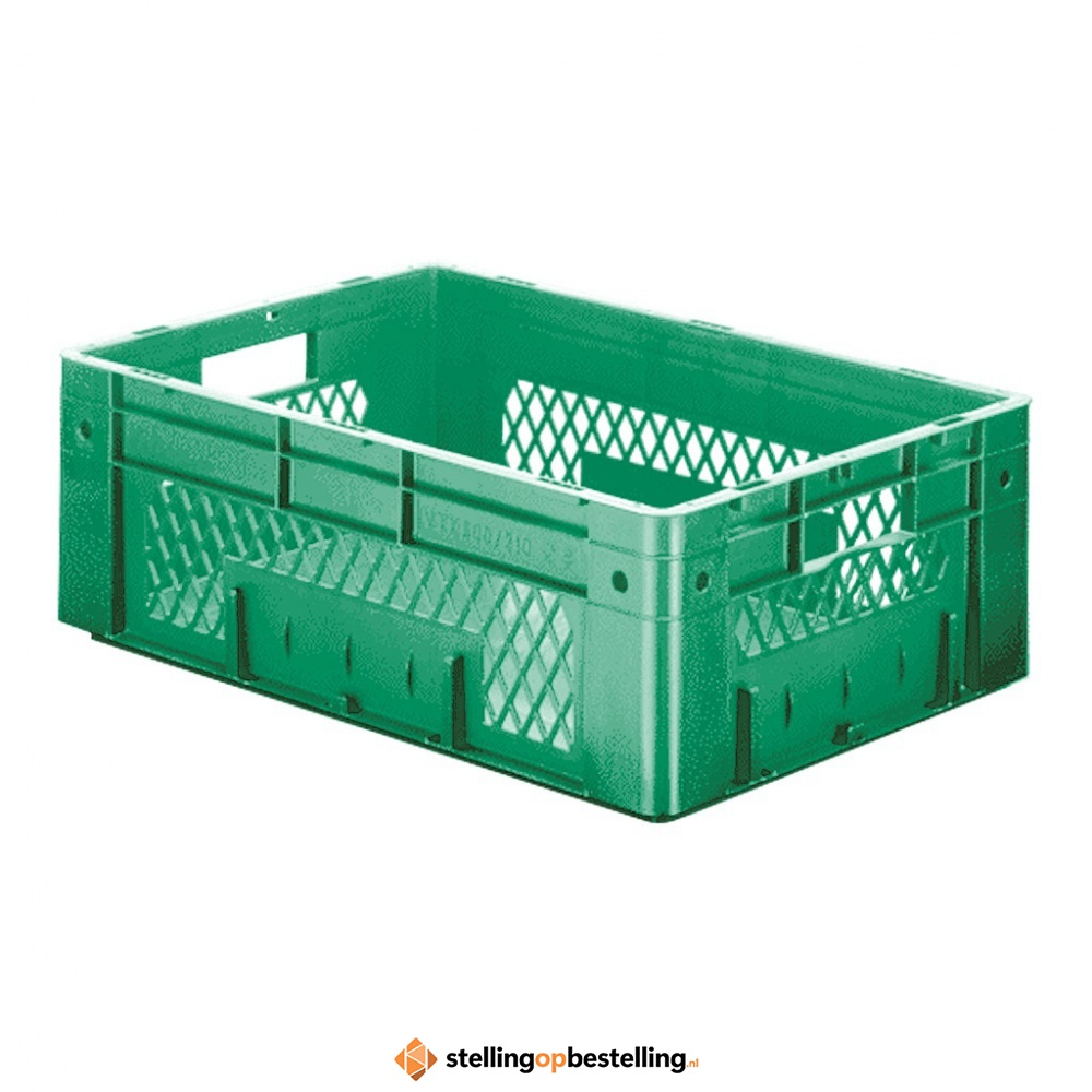 Zware transportkrat Euronorm plastic bak, krat VTK1 600x400x210 groen