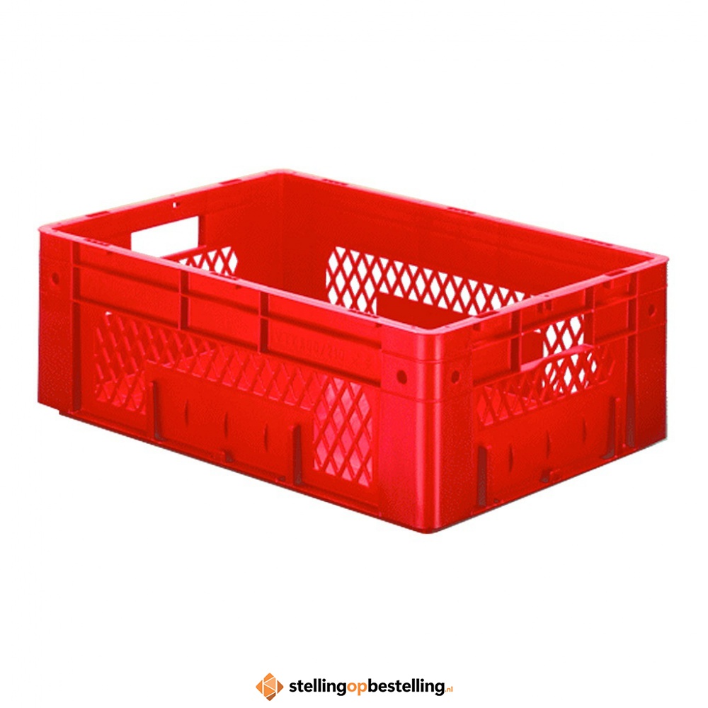 Zware transportkrat Euronorm plastic bak, krat VTK1 600x400x210 rood