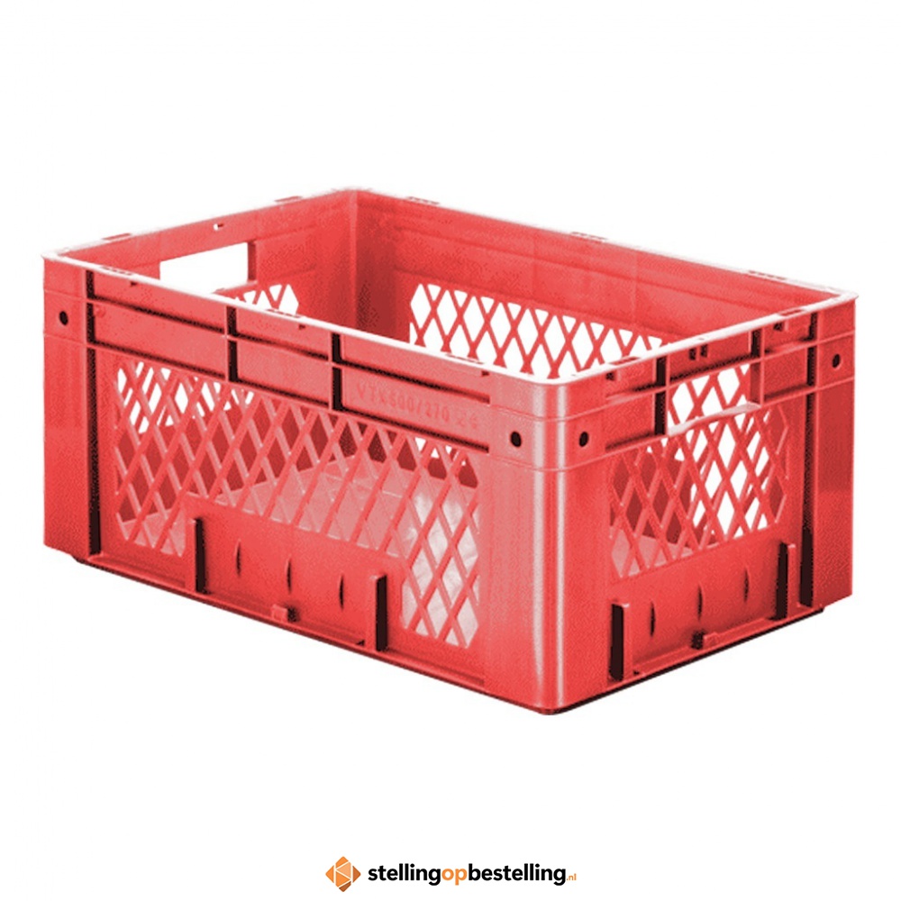 Zware transportkrat Euronorm plastic bak, krat VTK1 600x400x270 rood