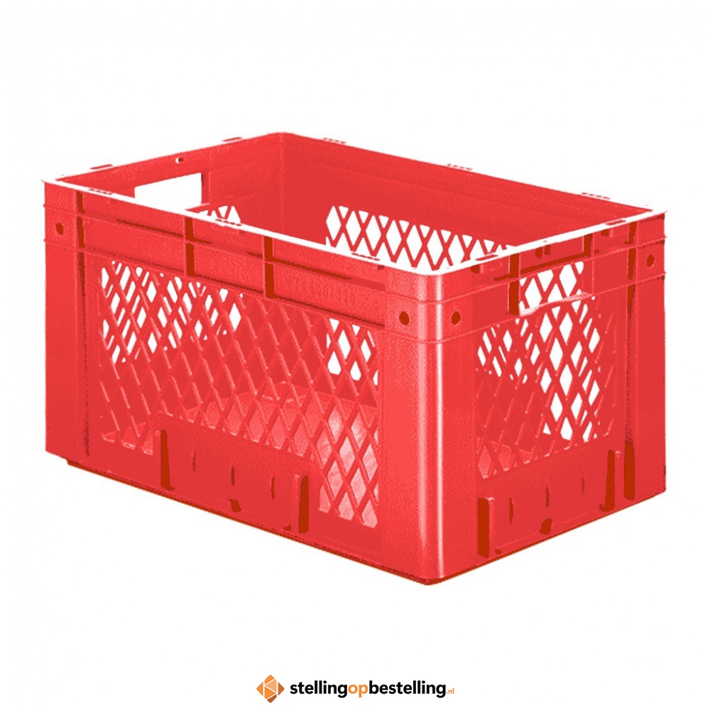 Zware transportkrat Euronorm plastic bak, krat VTK1 600x400x320 rood