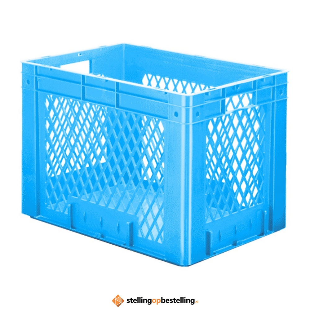 Zware transportkrat Euronorm plastic bak, krat VTK1 600x400x420 blauw