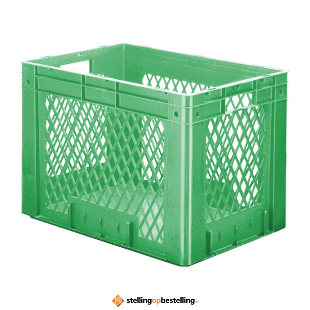 Zware transportkrat Euronorm plastic bak, krat VTK1 600x400x420 groen
