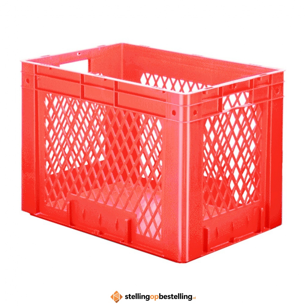 Zware transportkrat Euronorm plastic bak, krat VTK1 600x400x420 rood