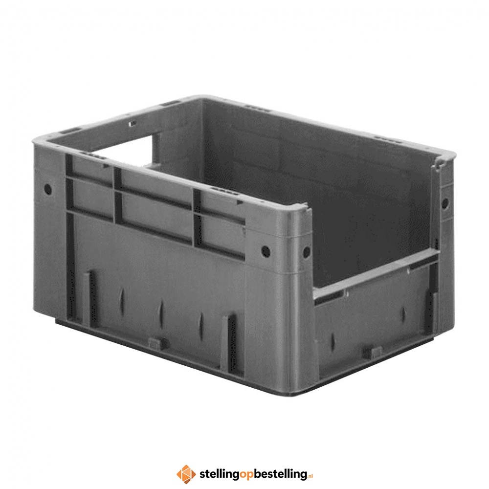 Zware transportkrat Euronorm plastic bak, krat VTK4 400x300x210 grijs
