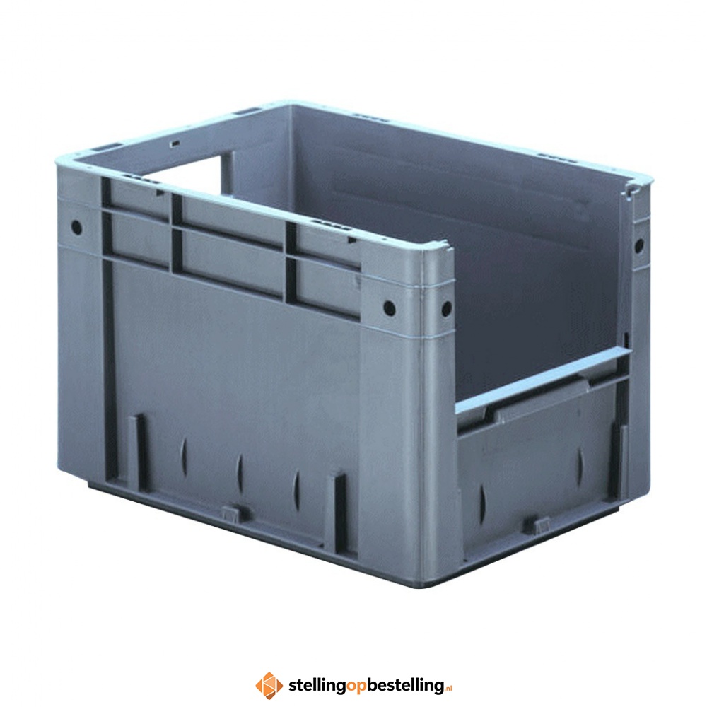 Zware transportkrat Euronorm plastic bak, krat VTK4 400x300x270 grijs