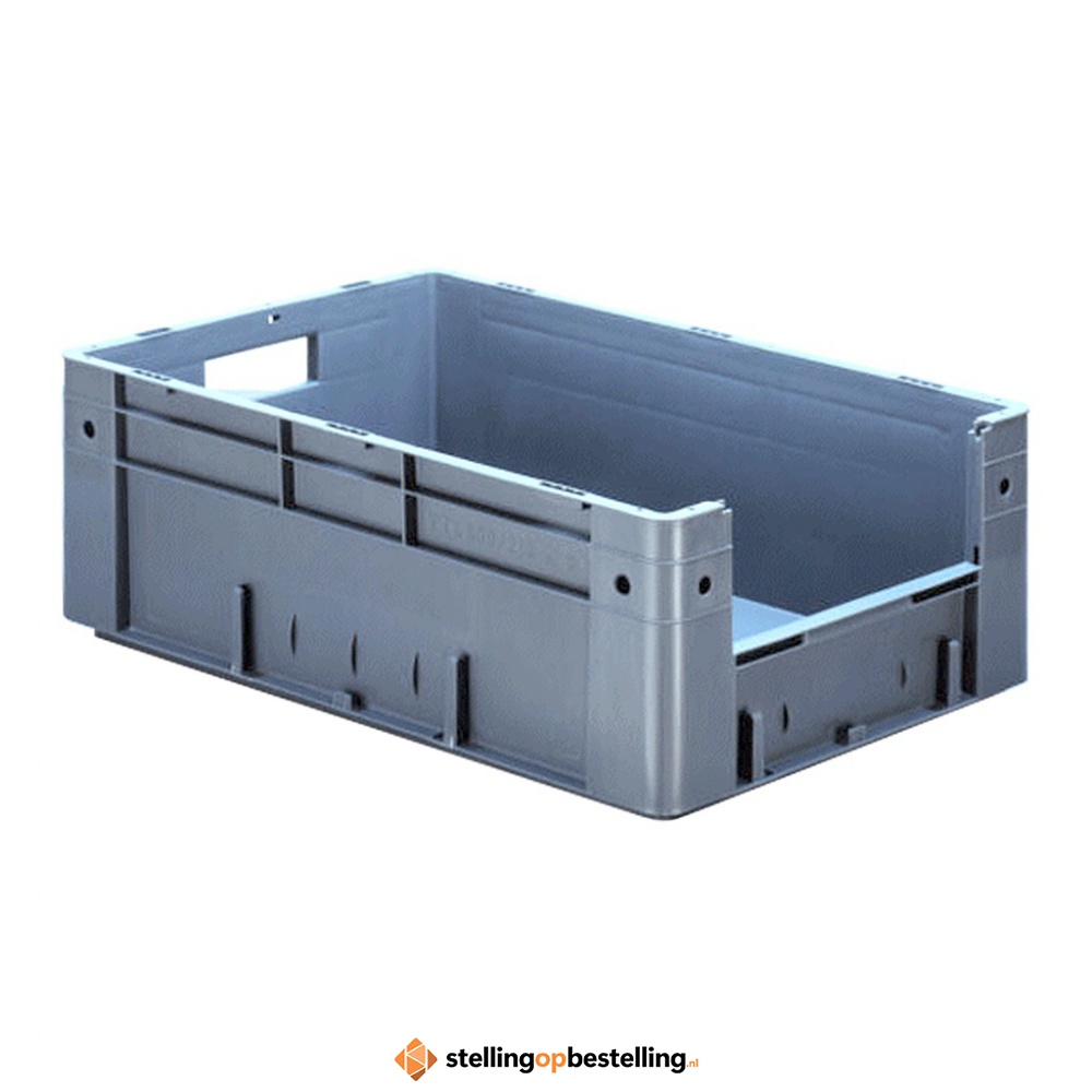 Zware transportkrat Euronorm plastic bak, krat VTK4 600x400x210 grijs