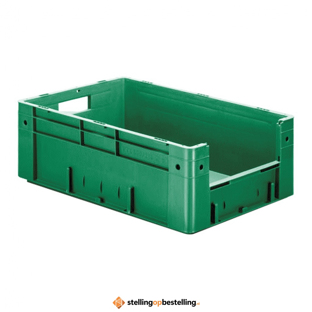Zware transportkrat Euronorm plastic bak, krat VTK4 600x400x210 groen